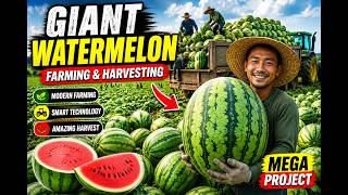 Amazing Watermelon Farming and Harvesting Process 🍉 | Modern Agriculture Mega Project