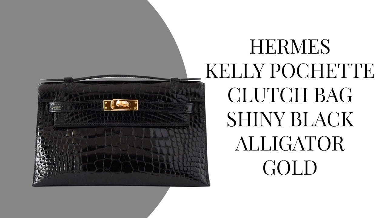 Hermes Kelly Pochette Clutch Bag Limited Edition So Black Box Leather –  Mightychic