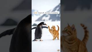 The Cat and the Penguin: An Unlikely Friendship. #viral #funny #shorts #cat #tranding #entertainment
