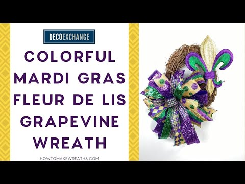 How to Make a Colorful Mardi Gras Fleur De Lis Grapevine Wreath! | DecoExchange Live Replay!