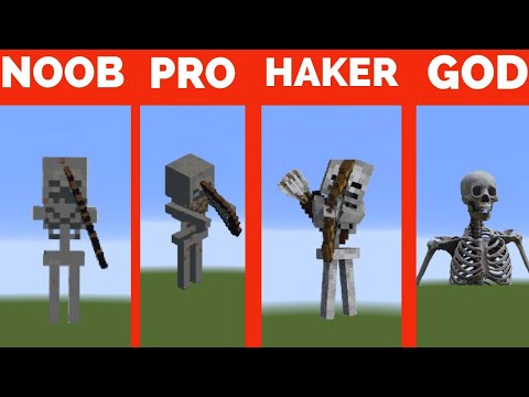 Pixel Art (NOOB vs PRO vs HACKER vs GOD) Skeleton in Minecraft