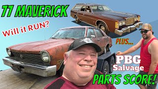 1977 Maverick Pulled out of grove. Will it RUN? Plus a SCORE from PBG Salvage! Duct Tape Drags PREP
