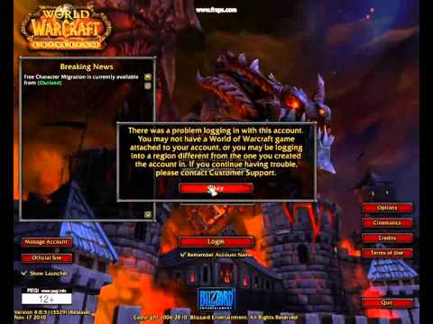 World of Warcraft cataclysm Problem cant login