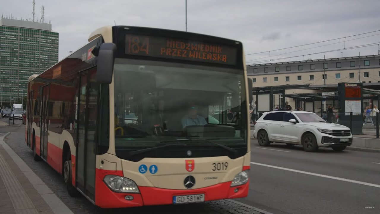 Poland, Gdańsk, bus 184 ride from Dworzec Główny to Brętowo PKM