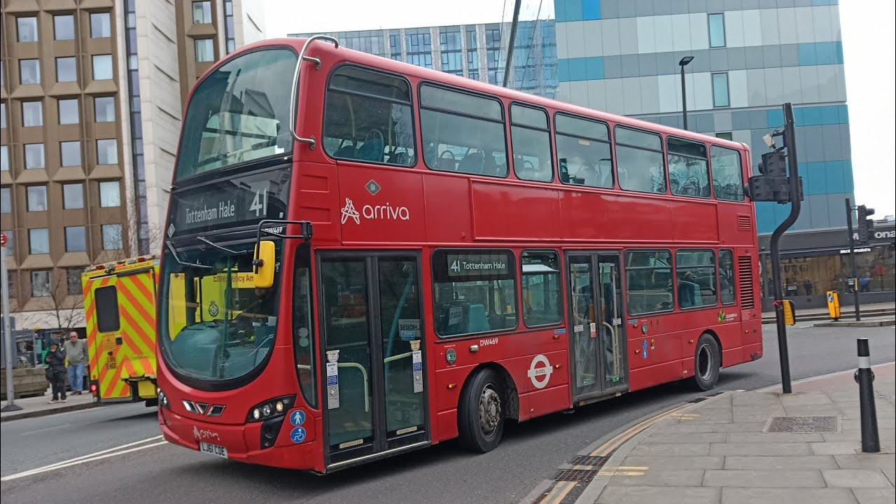Ride on Arriva London DW469 LJ61CDE Wright Gemini 2 VDL DB300 on Bus Route 41
