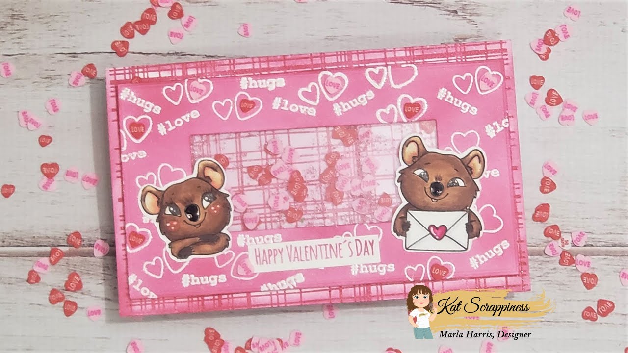 Mini Slimline Shaker Card Featuring Valentine's Quokkas