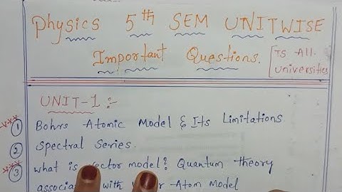 5th sem physics unitwise important questions all universities of Telangana