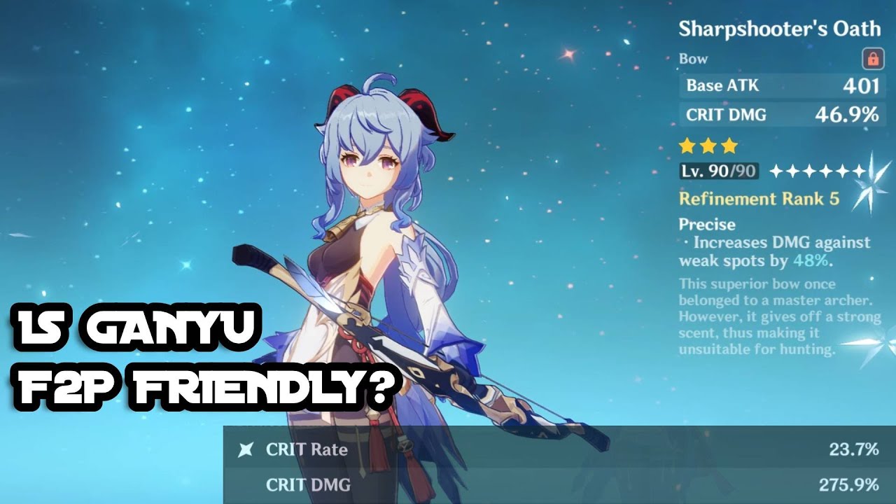 Ganyu F2P Weapon Damage Showcase (Sharpshooter's Oath) Genshin