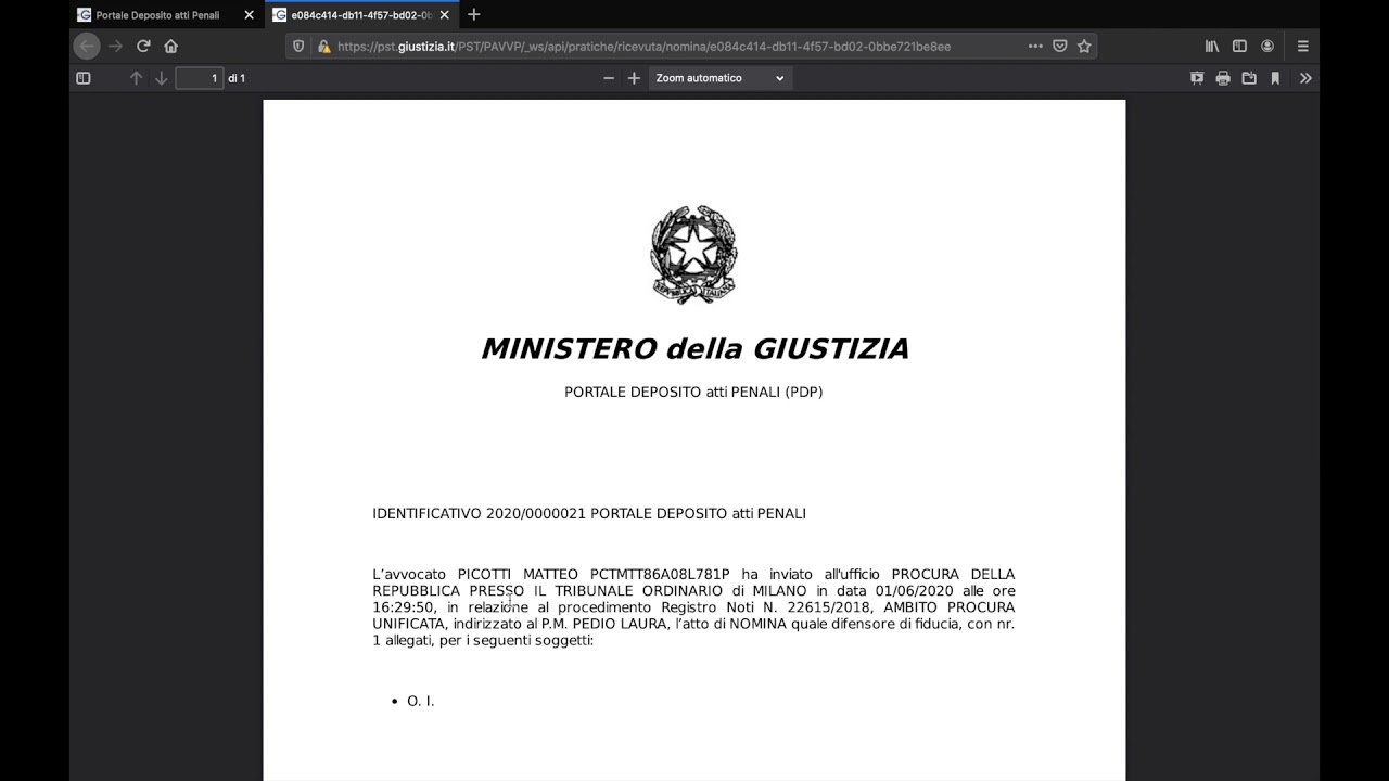 Demo processo telematico -  portale deposito atti penali Camera Penale Milano