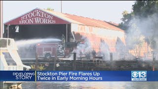 Stockton Pier Flares Up Twice