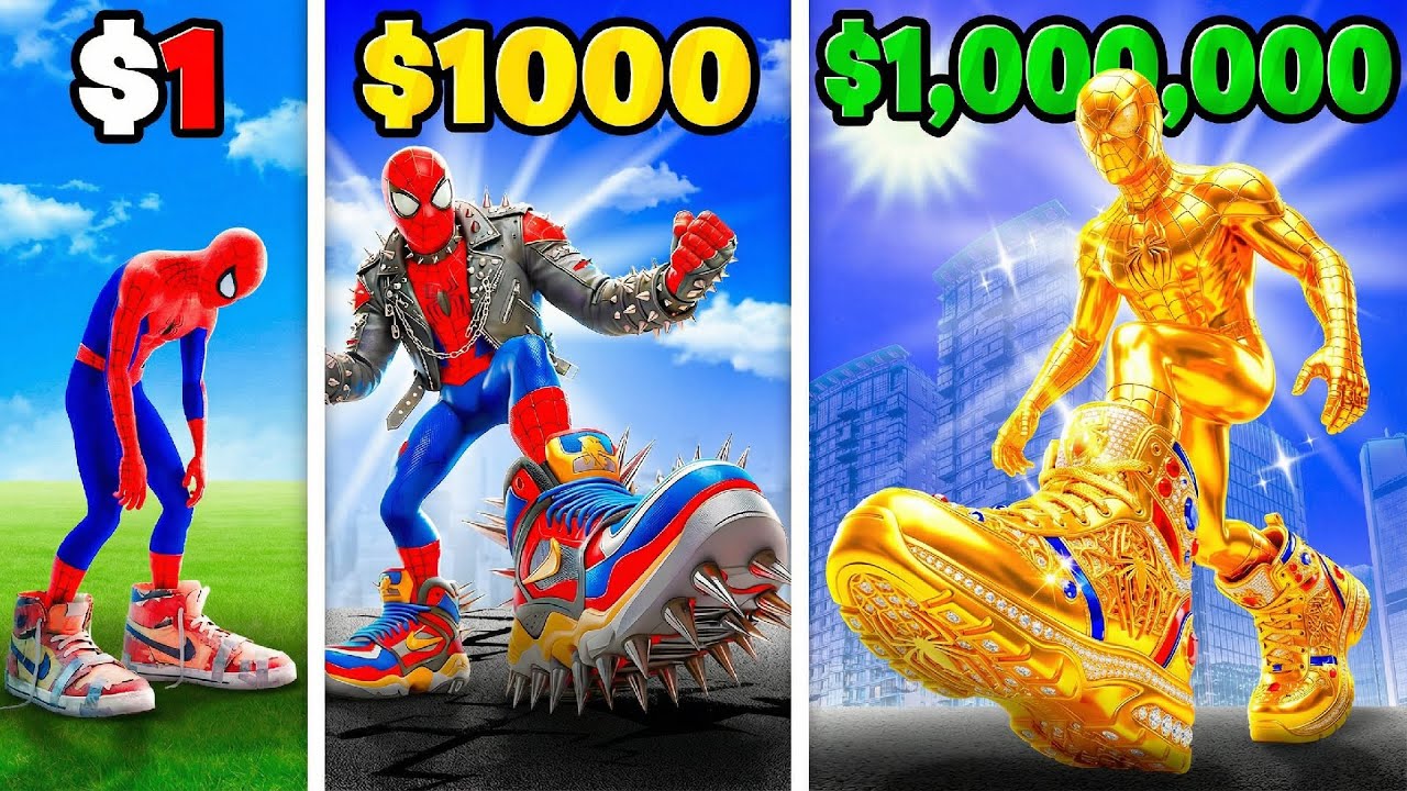 $1 to $1,000,000 SPIDERMAN Shoes in GTA 5!