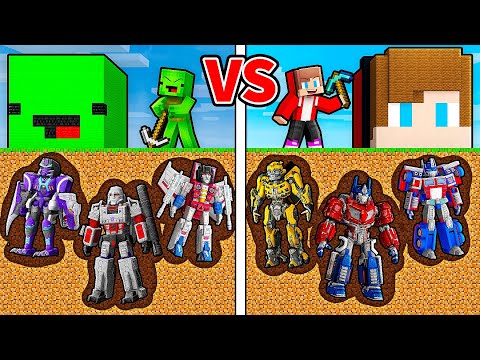 JJ and Mikey: TRANSFORMERS MINE BATTLE in Minecraft - Maizen