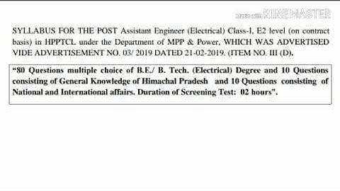 HPPSC Syllabus for the Post of Assistant Engineer Electrical !!