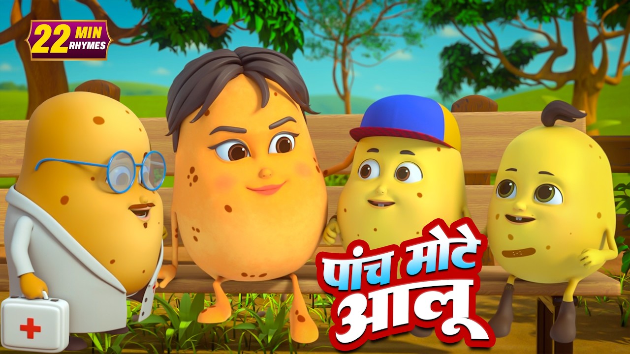 पांच मोटे आलू और रोमांचक नॉनस्टॉप राइम्स | 20 Minutes Non-Stop Hindi Rhymes | Bal Geet Studio