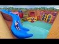 150 Days Build Underground Temple Tunnel House and Water Slide Swimming Pool