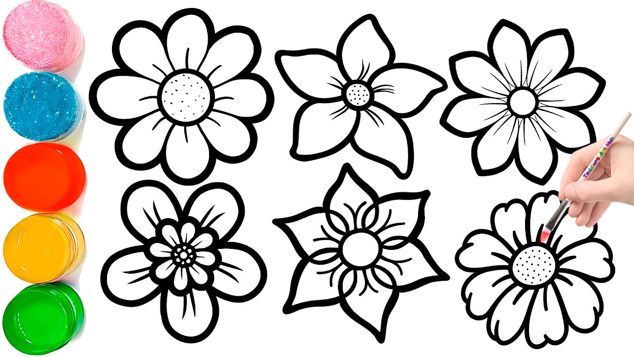 Раскрашиваем 6 цветов | Давайте научимся рисовать и раскрашивать радужный цветок