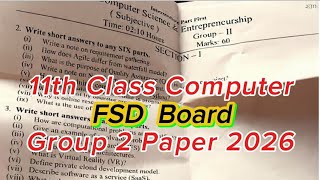 11th Class Computer group 2 Fsd board paper 2026 | 1st year Computer group 2 paper 2026