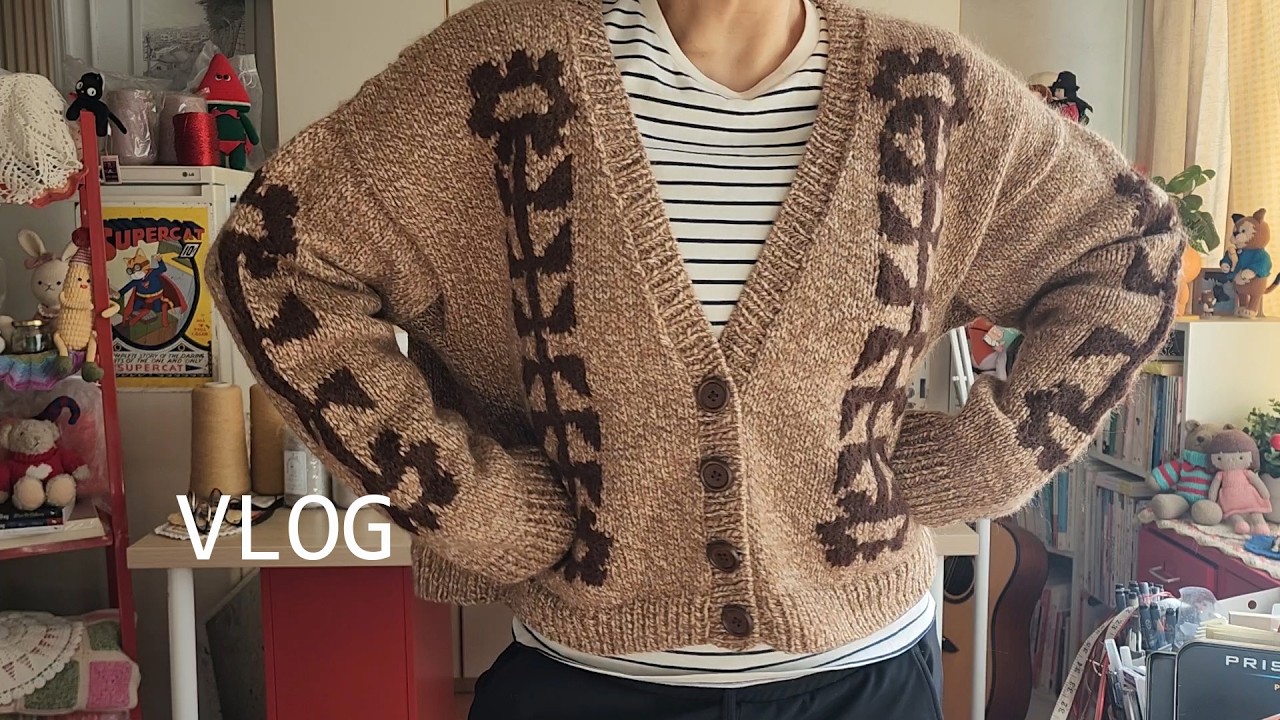 [vlog-68] 반팔로 시작해서 니트 2개 껴입는걸로 끝나는 브이로그 Six Of Daisies Cardigan by Lindsay Degen #시츄강아지 #knitting