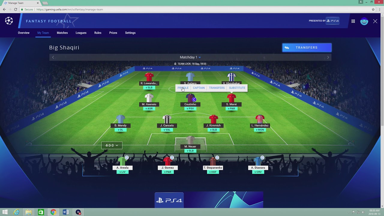 uefa fantasy team