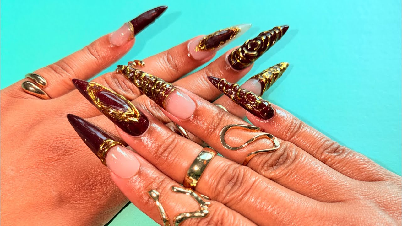 How to do Blooming Gel and Chrome Stiletto Nails