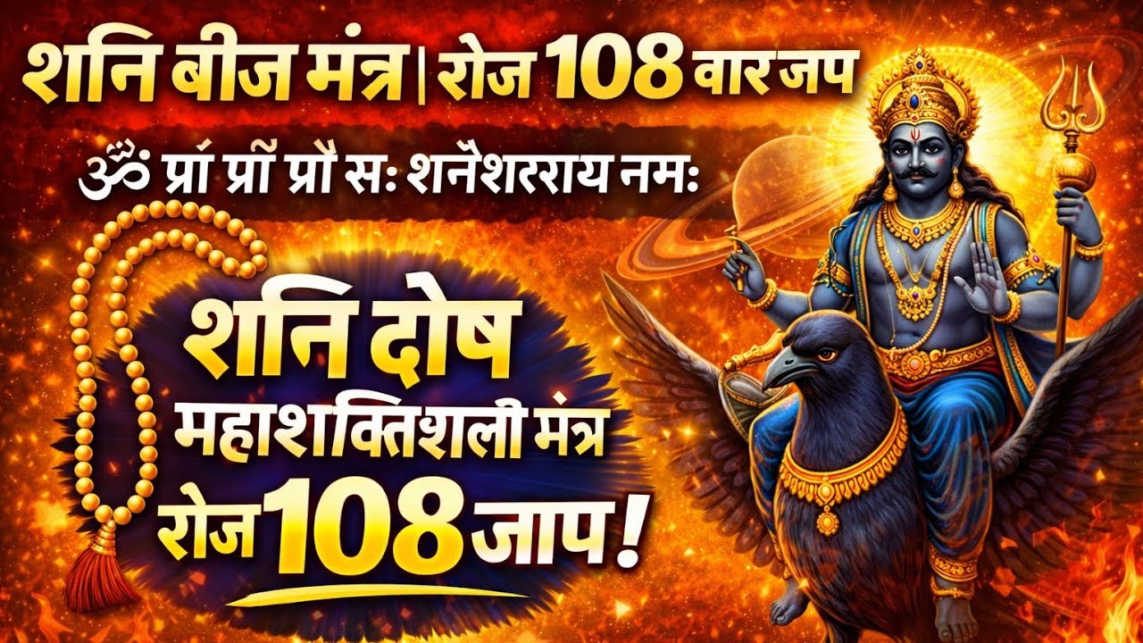 शनि बीज मंत्र | रोज 108 बार जप | ॐ प्रां प्रीं प्रौं सः शनैश्चराय नमः | शनि दोष शांति मंत्र | शनिदेव