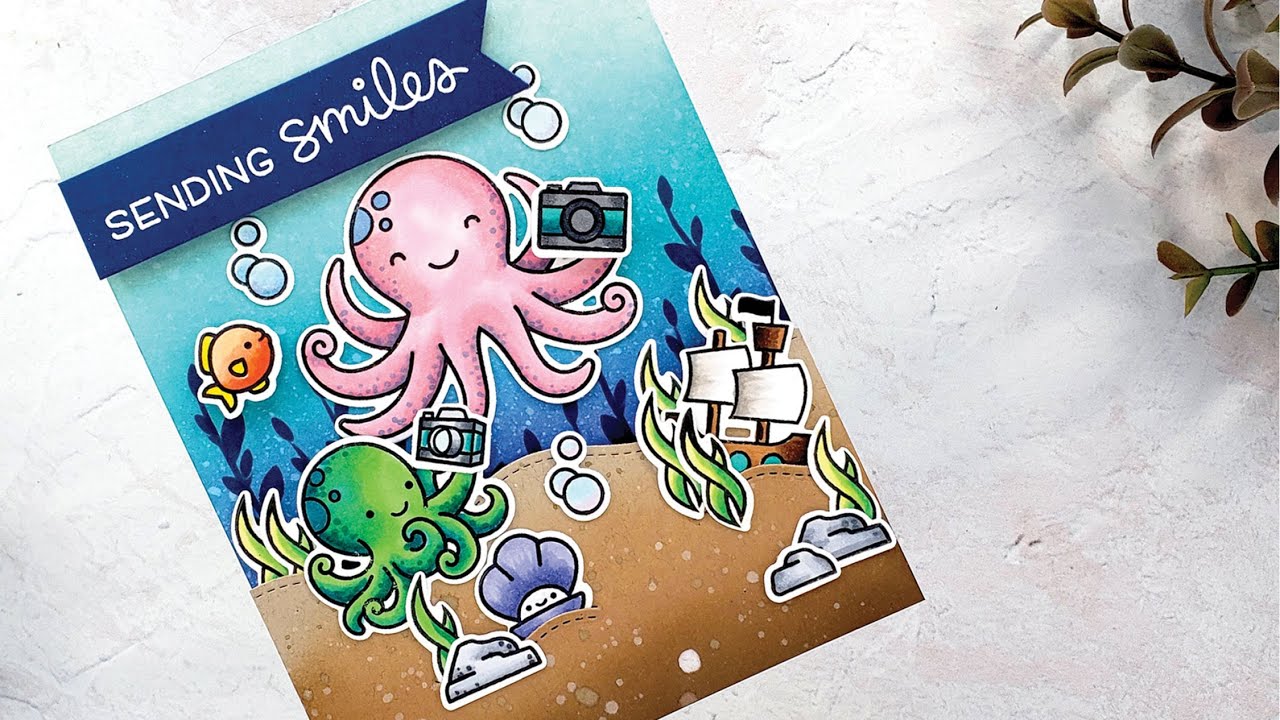 Copic colored underwater scene