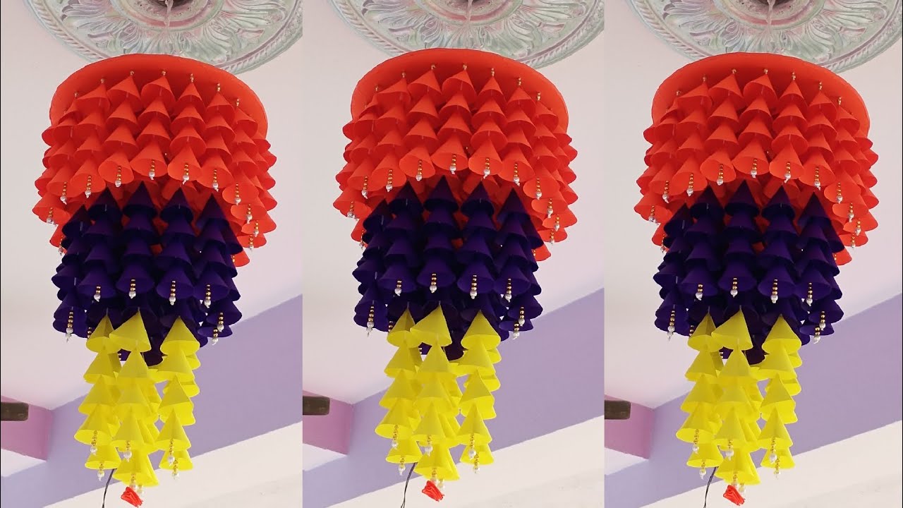 Biggest Paper Wall Hanging Craft Ideas/ Paper Jhumar II Paper Craft