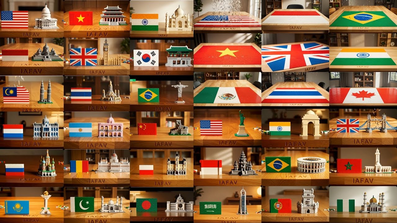 🌍🧱 FULL VERSION WHICH COUNTRY'S LEGO WOULD YOU LIKE TO PLAY WITH ? LEGO FLAG - LANDMARK CITY ANIMAL