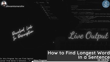 How to Find Longest Word In Sentence in Java Language | Find Longest Word in JAVA | LongestWord JAVA