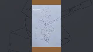 How to draw a girl playing guitar #shorts #short #viral #drawing #pencilsketch #girldrawing