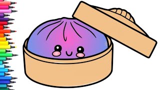 How To Draw Squishy Dumpling | 🌈 Simple coloring for kids
