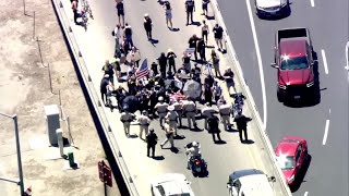 Protesters on Interstate 5 in Sacramento