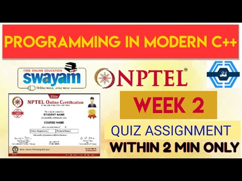 Programming In Modern C++ Week 2 Quiz Assignment Solution | NPTEL | SWAYAM