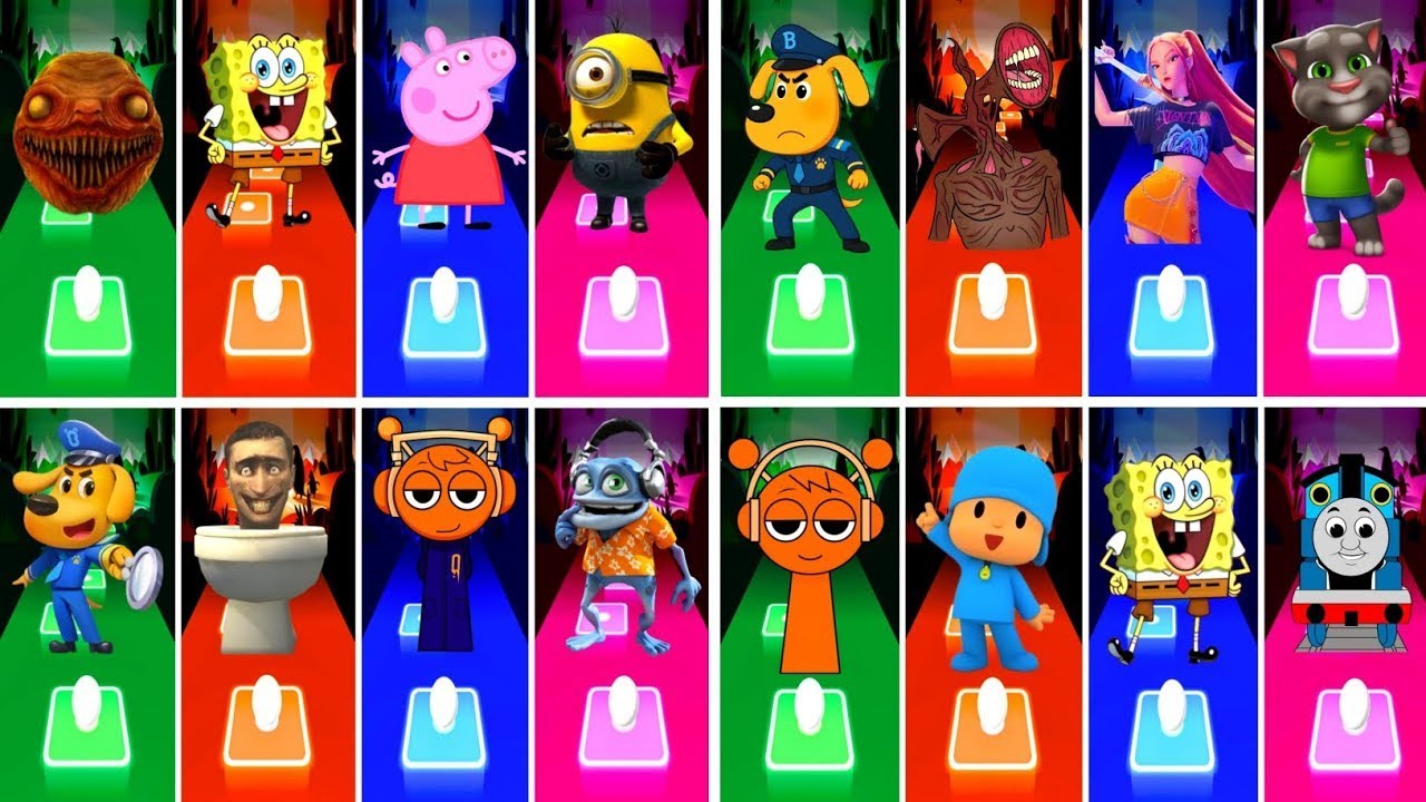 BUS EATER 🆚 SIRENHEAD 🆚TOILET MONSTER🆚 HOUSE HEAD 🆚 ODDBODS | Tiles Hop EDM Rush!