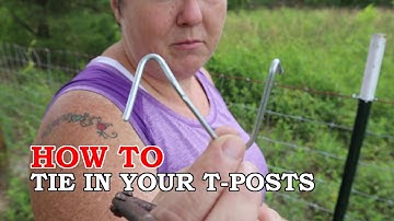 TWISTING CLIPS ON METAL T POSTS - Woven wire field fence install