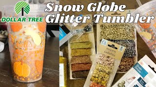 Dollar Tree Starbucks Snow Globe Tumbler | Glitter Acrylic Tumbler