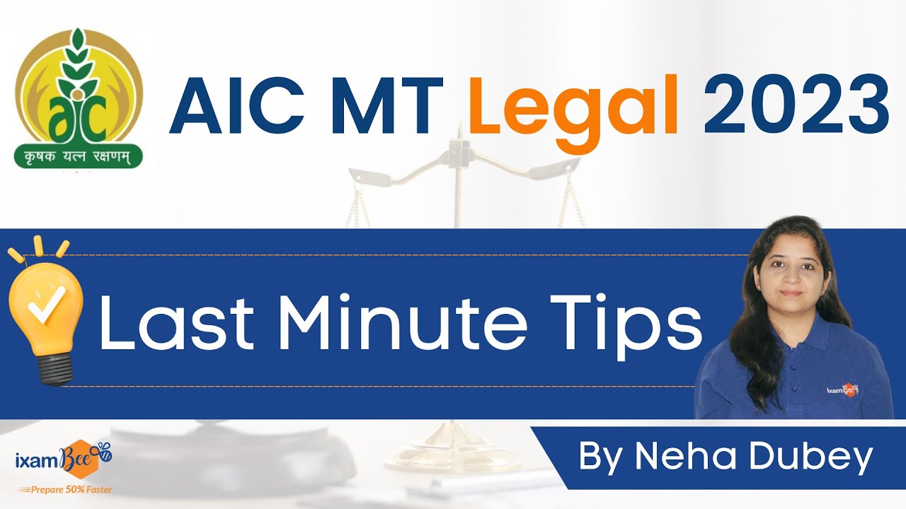 AIC Recruitment 2023 | AIC MT Legal Last Minute Tips | By Neha Dubey ...