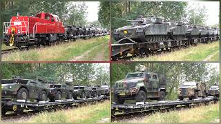 Militärzug mit CV 90, Fennek, Bushmaster, Boxer, Iveco Manticore