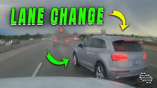 Driver Change Lanes Without Looking During a Rainstorm