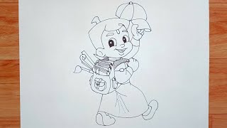 Chhota Bheem Going To School Drawing How To Draw Chhota Bheem Sketch Sketches