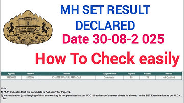 MH- SET EXAM RESULT 2025 CHECK PROCESS