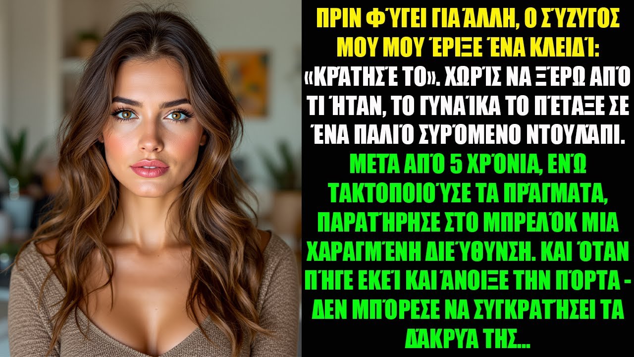 ΠΡΙΝ ΦΎΓΕΙ ΓΙΑ ΆΛΛΗ, Ο ΣΎΖΥΓΟΣ ΜΟΥ ΜΟΥ ΈΡΙΞΕ ΈΝΑ ΚΛΕΙΔΊ: «ΚΡΆΤΗΣΈ ΤΟ». ΧΩΡΊΣ ΝΑ ΞΈΡΩ ΑΠΌ ΤΙ ΉΤΑΝ...
