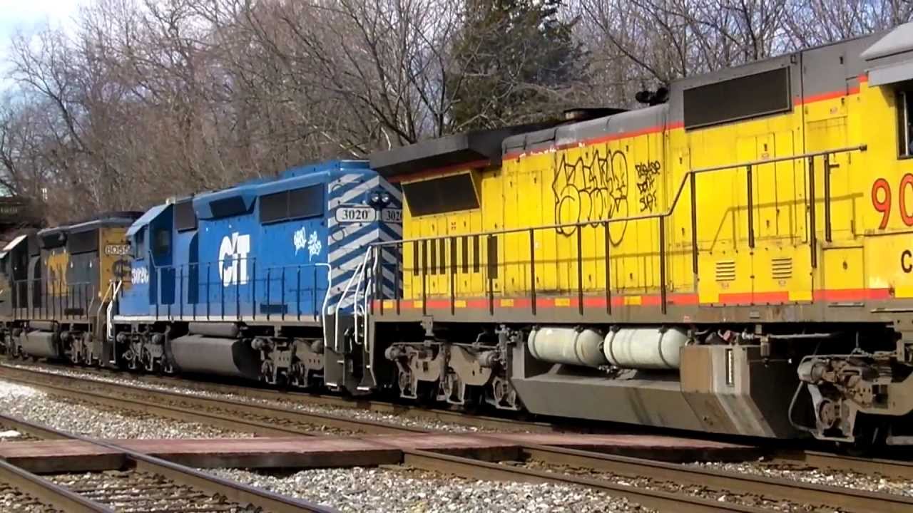 Very Colorful Leased Power on a CSX Coal Drag in St. Denis