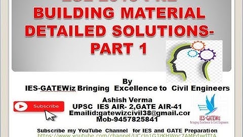 ESE 2019 PRE -Building Material Questions Detailed Explanations|Part-1|IES-GATEWiz||