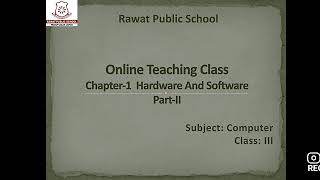 Computer I Class 3 I Ch-1 Hardware And Software I Part 2