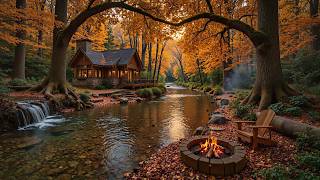 Cozy Riverside Autumn Morning 🍂 Peaceful Piano Music & Crackling Fire for Focus, Study & Relaxation screenshot 1