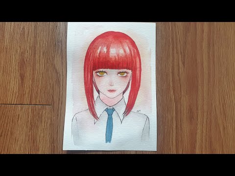 Video Draw Makima Chainsaw man with Watercolor | Vẽ Makima... - youtube