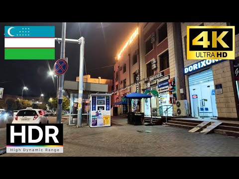 Samarkand 4k walk - Downtown night tour in Uzbekistan 4k 60fps