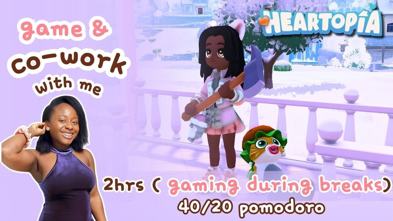 [40/20 Pomodoro] Late Night Co-Work Study With Me | afrobeats & lofi | productivity | heartopia |