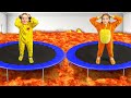 The Floor Is Lava Challenge Kids Hiding On Trampoline